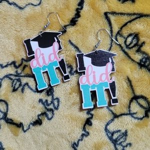 Graduation Hat Drop Earrings